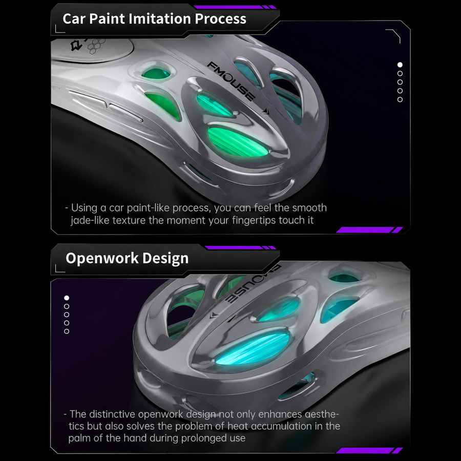 Car paint finish and openwork shell detail